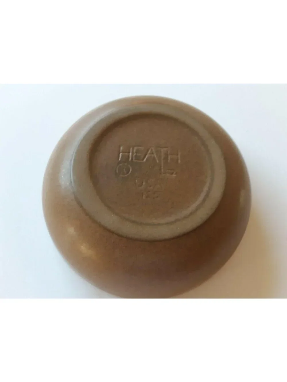 Vtg MCM Heath Pottery Ashtray 4-Slot Beige Brown Design #125